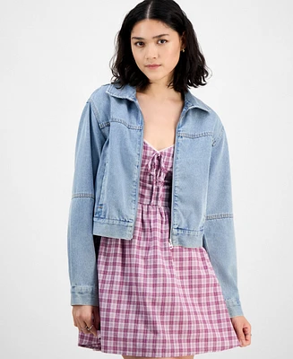 Ultra Flirt Juniors' Zip-Up Denim Jacket