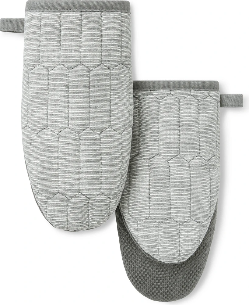 Martha Stewart Honeycomb Quilted Chambray Mini Oven Mitt Set
