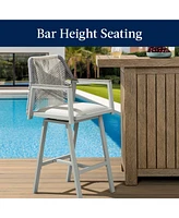 Best Choice Products Set of 2 Indoor/Outdoor Aluminum, Woven Rope Swivel Barstools w/ Armrests