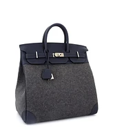Pre-Owned Hermes Hac 40 Handbag Todoo Wool and Blue Togo with Palladium Hardware