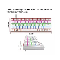 60% Mechanical Gaming Keyboard, Red Switch, Wired Gaming Colorful Backlit Gaming Keyboard, Pudding Keycaps Compact