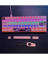 60% Mechanical Gaming Keyboard,61 Keys Blue Switches,Wired Mechanical Keyboard with Led Backlit,Compact Ergonomic Keyboard (White)