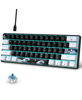 60% Mechanical Gaming Keyboard,61 Keys Blue Switches,Wired Mechanical Keyboard with Led Backlit,Compact Ergonomic Keyboard (Black)