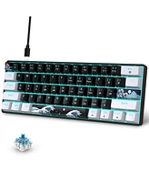 60% Mechanical Gaming Keyboard,61 Keys Blue Switches,Wired Mechanical Keyboard with Led Backlit,Compact Ergonomic Keyboard (Black)