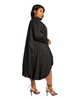 Buxom Couture Plus Bubbled Hem High Low Shirt Dress