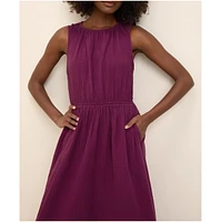 Pact Women's Organic Cotton Coastal Double Gauze Tiered Midi Dress