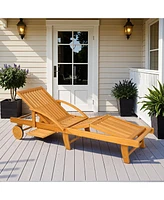 Outsunny Folding Lounge Chair ning Chair with Wheels and Side Table