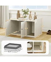 PawHut Cat Litter Box Enclosure, Litter Box Furniture w/ Scratching Mat