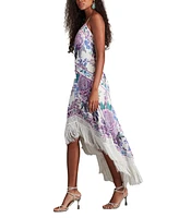 Tadashi Shoji Women's Lua Floral Print Tassel Fringe Slip Dress
