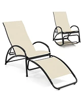 2-in-1 Outdoor Rocking Chair with 4-Position Adjustable Backrest for Patio Porch Poolside