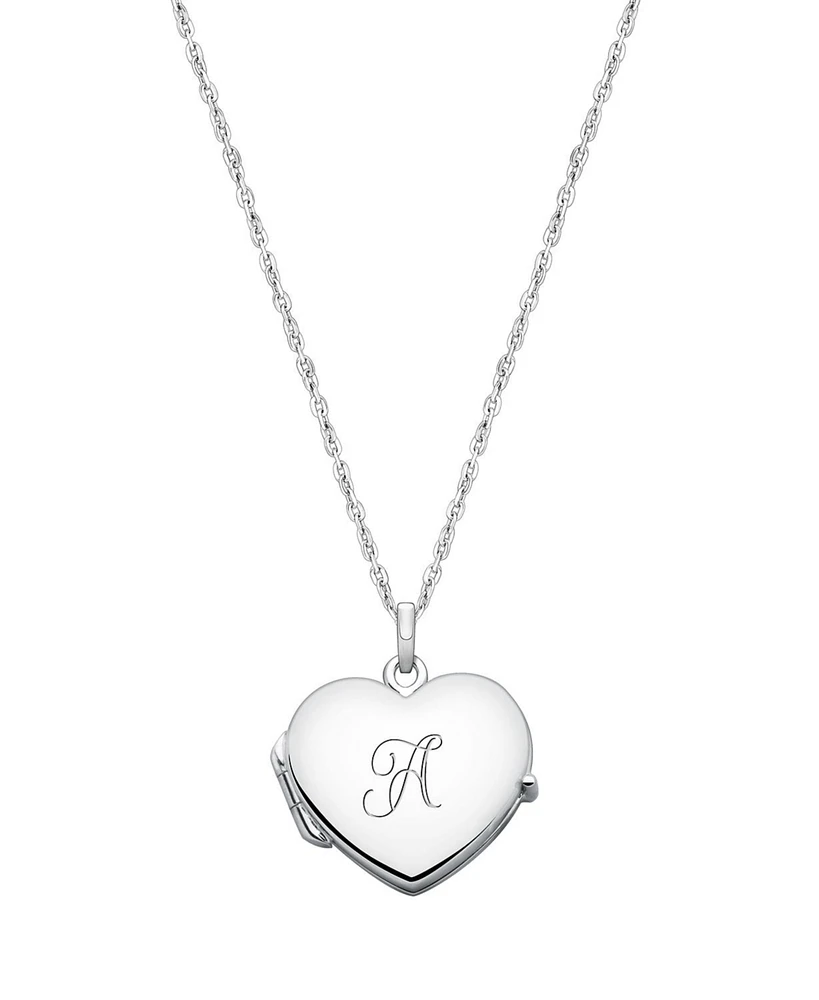 Tiny Blessings Big Girls Children's Sterling Silver Heart Locket & Engraved Initial 14-16" Necklace