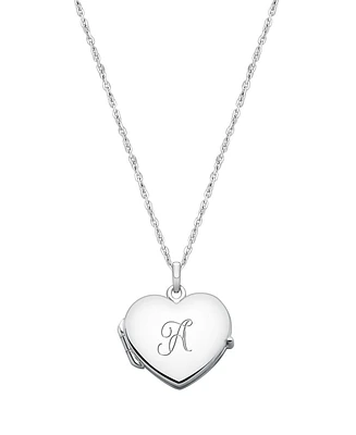 Tiny Blessings Big Girls Children's Sterling Silver Heart Locket & Engraved Initial 14-16" Necklace