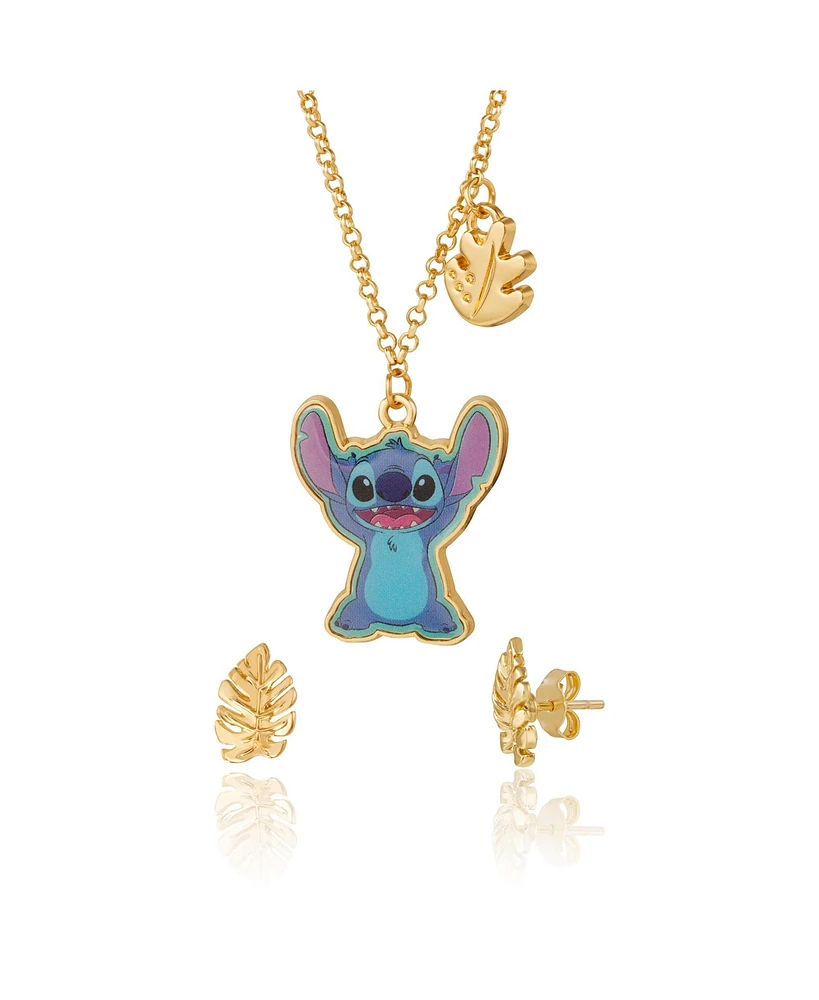 Disney Stitch Jewelry Set - Stitch Necklace and Leaf Earrings
