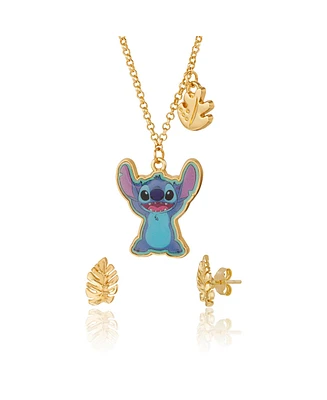 Disney Stitch Jewelry Set - Stitch Necklace and Leaf Earrings