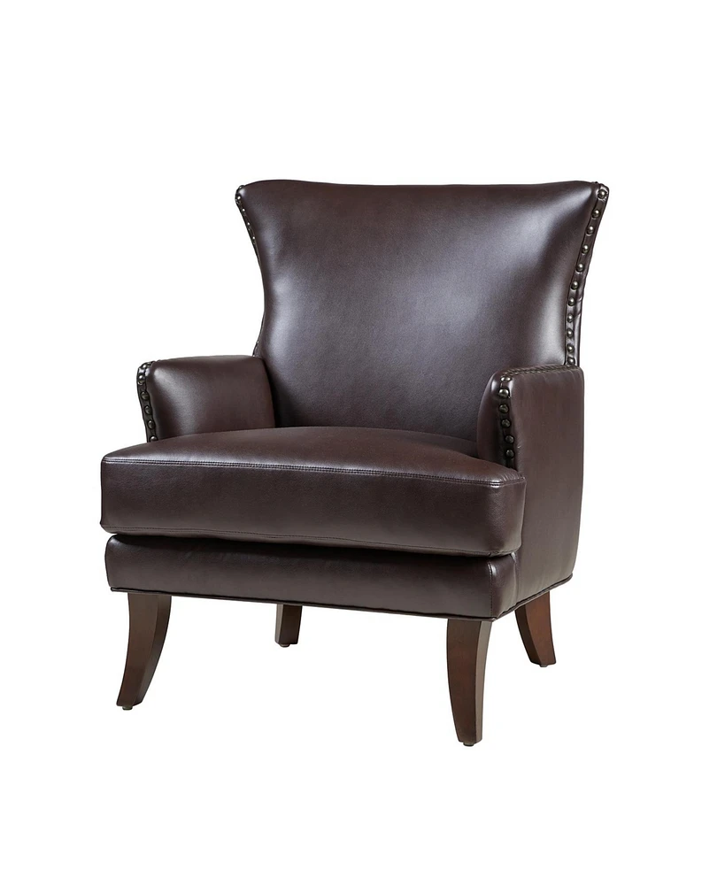 Hardamon Contemporary Leather Arm Chair with Nailhead Trim