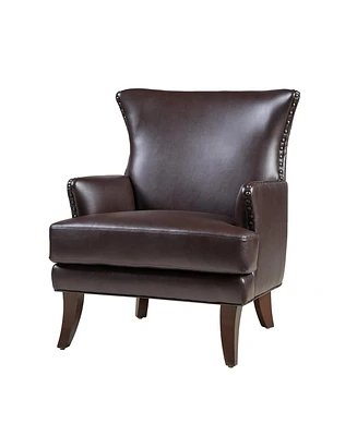 Hardamon Contemporary Leather Arm Chair with Nailhead Trim