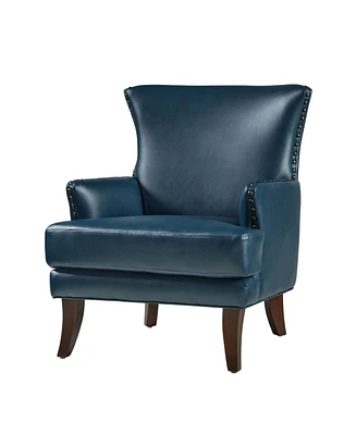Hardamon Contemporary Leather Arm Chair with Nailhead Trim