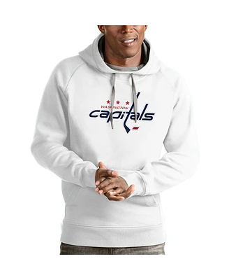 Antigua Men's White Washington Capitals Logo Victory Pullover Hoodie
