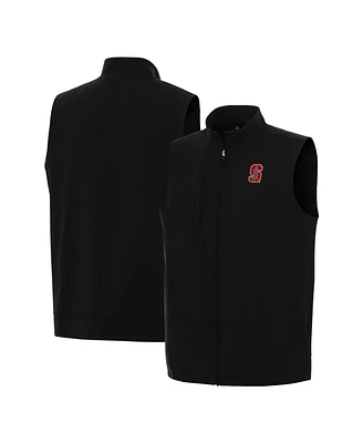 Antigua Men's Black Stanford Cardinal Regard Full-Zip Vest