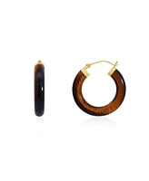 The Lovery Tigers Eye Hoop Earrings 25 millimeters