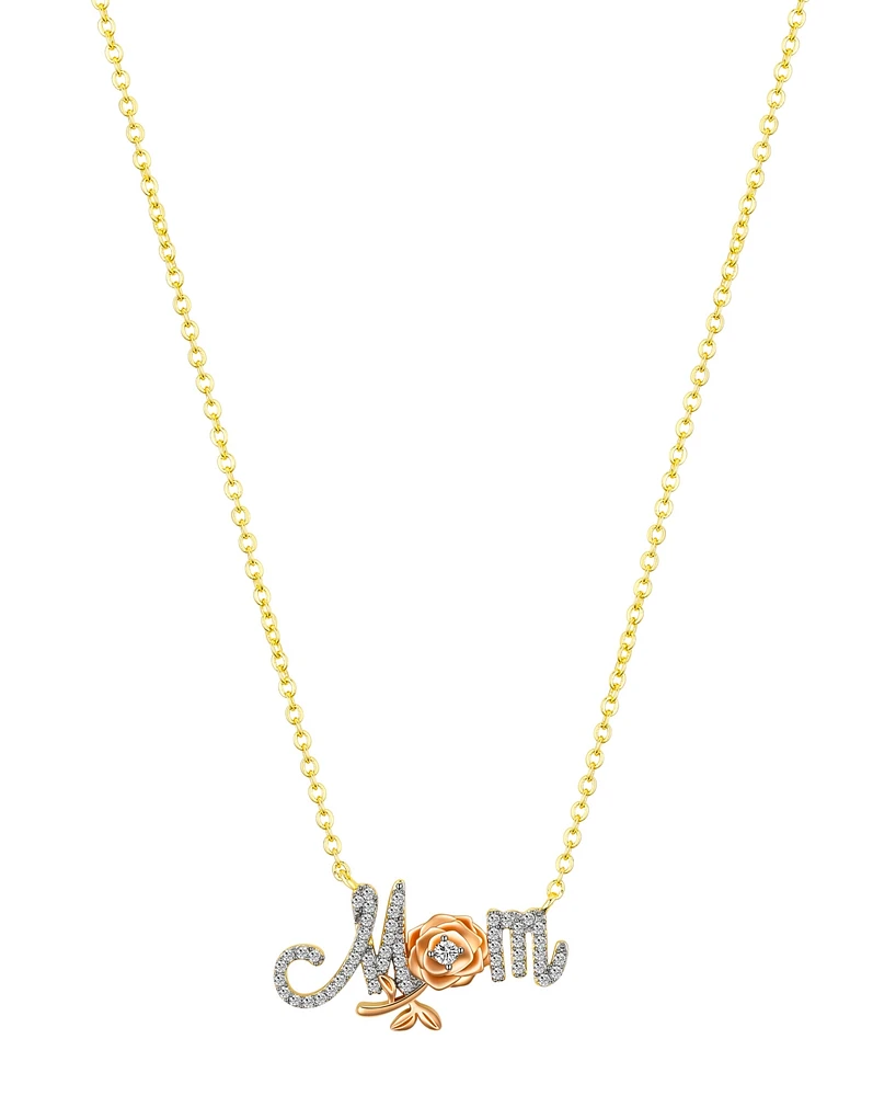 Disney Cubic Zirconia and Mother of Pearl Princess Mom Rose Necklace