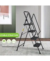 4-Step Steel Folding Step Stool Ladder with Wide Anti Slip Pedal and Safety Handle