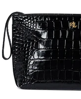 Lauren Ralph Crocodile-Embossed Leather Large Pouch