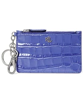 Lauren Ralph Croc-Embossed Leather Zip Card Case