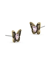 Betsey Johnson Faux Stone Boho Butterfly Openwork Stud Earrings
