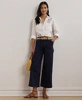 Lauren Ralph Petite Relaxed-Fit Print Roll-Tab Sleeve Shirt