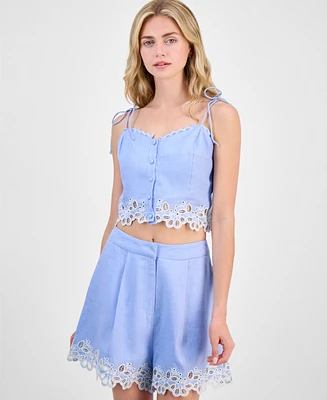 Astr the Label Women's Kiya Eyelet-Trim Crop Top