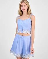 Astr the Label Women's Kiya Eyelet-Trim Crop Top