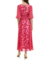 Taylor Women's Smocked-Waist Floral-Print Maxi Dress