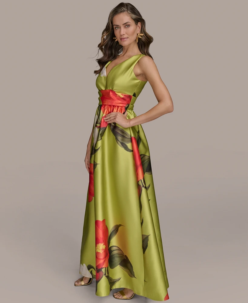 Donna Karan New York Women's Printed V-Neck Gown