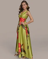 Donna Karan New York Women's Printed V-Neck Gown