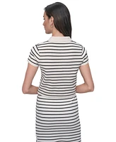 Dkny Jeans Women's Striped Short-Sleeve Polo Shirt - IVK