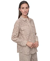 Dkny Jeans Women's Long Sleeve Button Front Lace Shirt - PBL