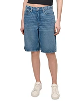 Dkny Jeans Women's High Rise Relaxed Cotton Denim Bermuda Shorts - OED