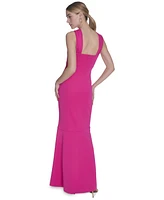 Eliza J Women's Crossover-Neck Sleeveless Ruffle-Trim Gown