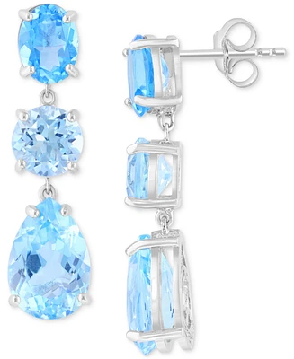 Effy Sky Blue Topaz (10-5/8 ct. t.w.) & Swiss Blue Topaz (3/8 ct. t.w.) Linear Drop Earrings in Sterling Silver