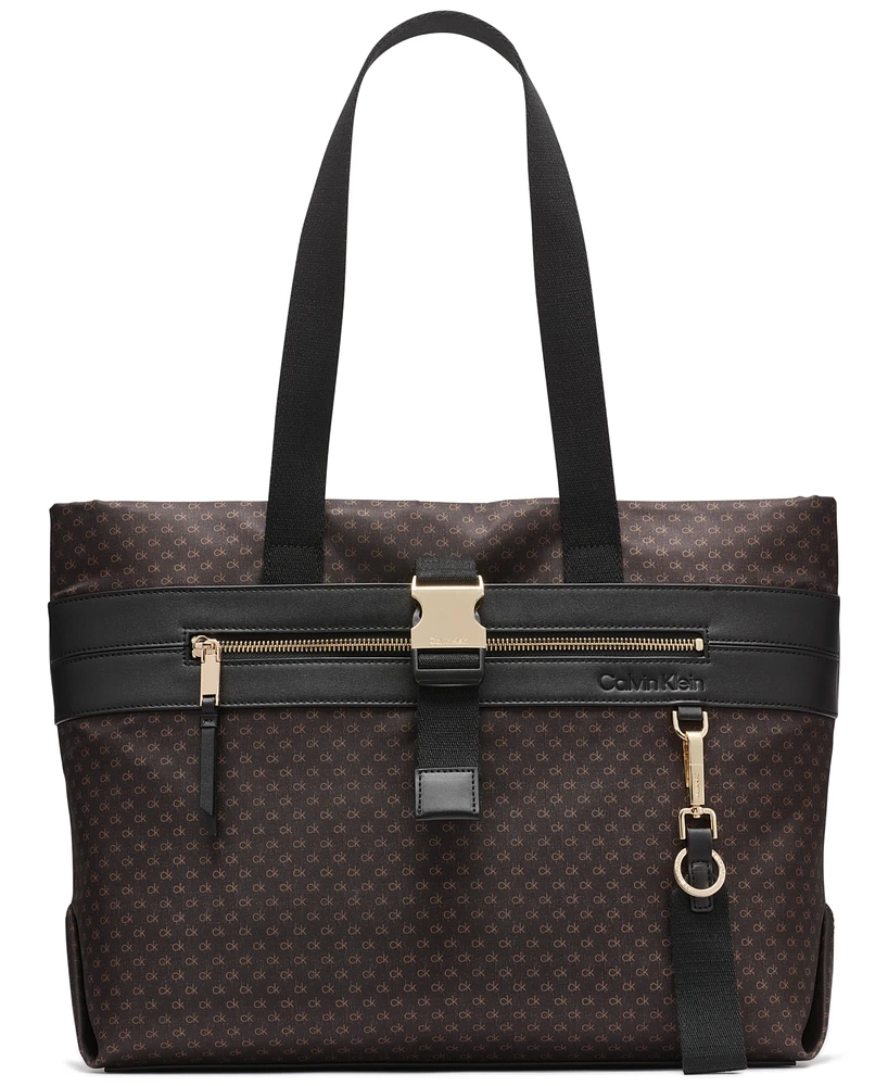 Calvin Klein Elora Nylon Mini Signature Top Zipper Tote Bag