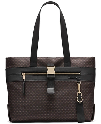 Calvin Klein Elora Nylon Mini Signature Top Zipper Tote Bag