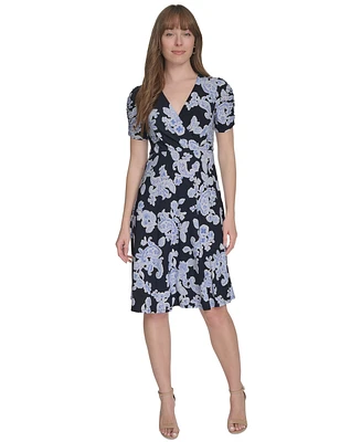 Tommy Hilfiger Women's V-Neck Ruched-Sleeve Dress