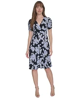 Tommy Hilfiger Women's V-Neck Ruched-Sleeve Dress