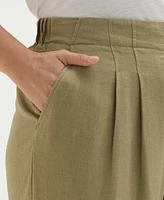 Ella Rafaella Plus Linen Blend Pleated Wide Leg Pants