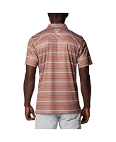 Columbia Men's Texas Orange Longhorns Pfg Super Terminal Tackle Omni-Shade Stripe Polo Shirt