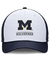 Jordan Men's White/Navy Michigan Wolverines Rise Adjustable Trucker Hat