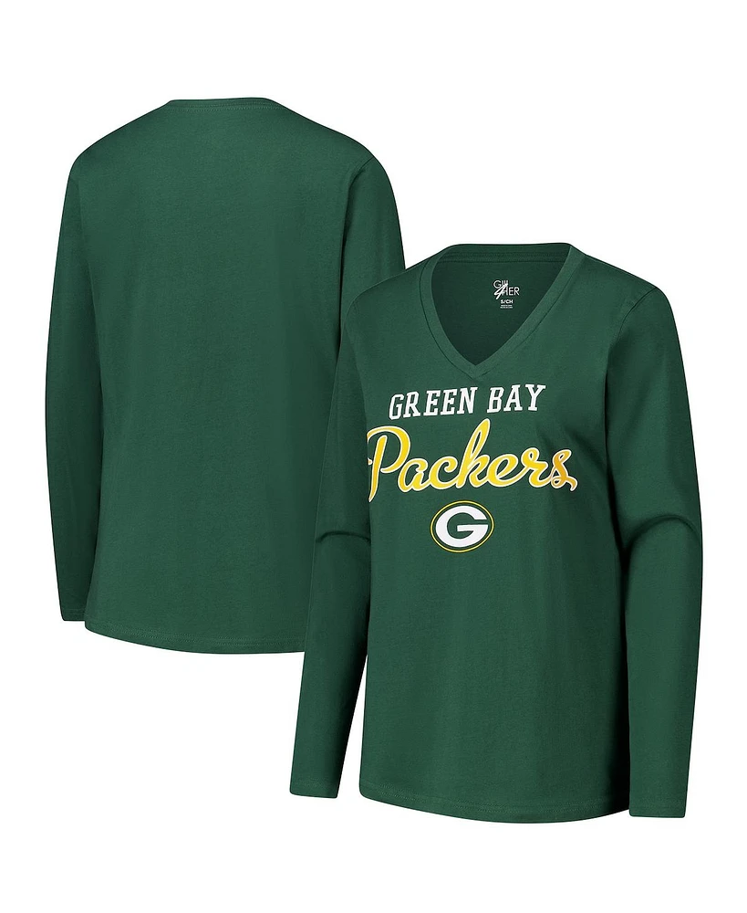 G-iii 4Her by Carl Banks Women's Green Bay Packers Post Season Long Sleeve V-Neck T-Shirt