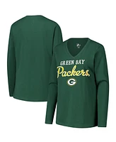 G-iii 4Her by Carl Banks Women's Green Bay Packers Post Season Long Sleeve V-Neck T-Shirt