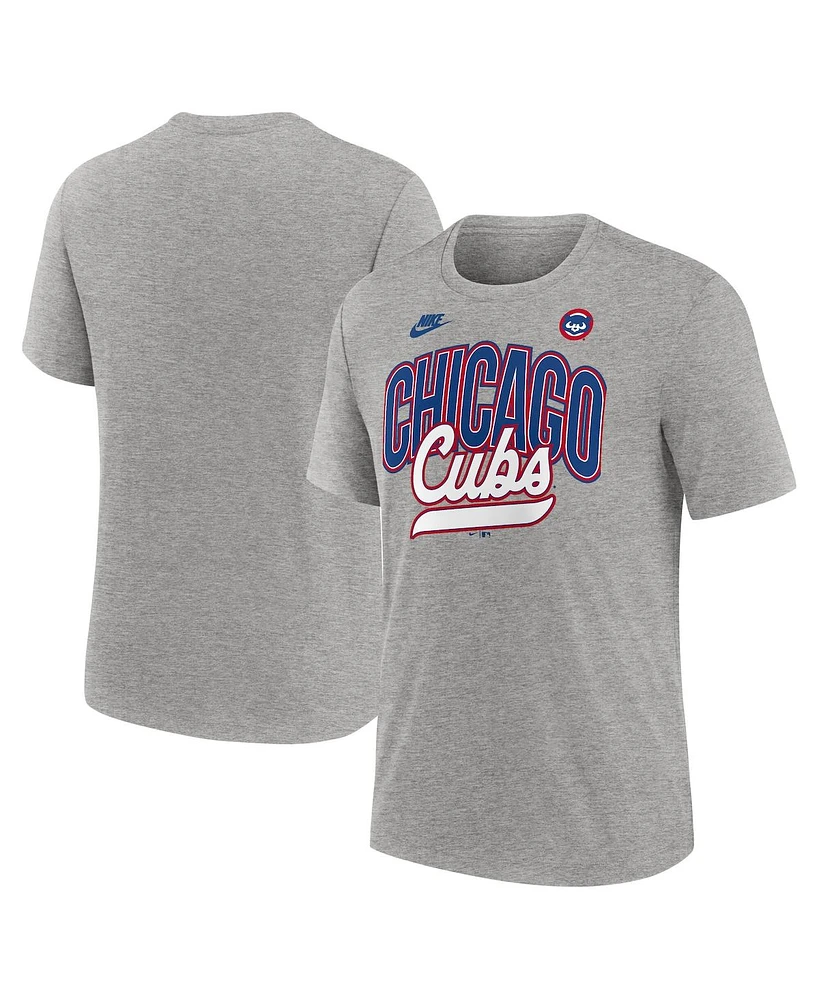 Nike Men's Heather Gray Chicago Cubs Cooperstown Collection Retro Tri-Blend T-Shirt